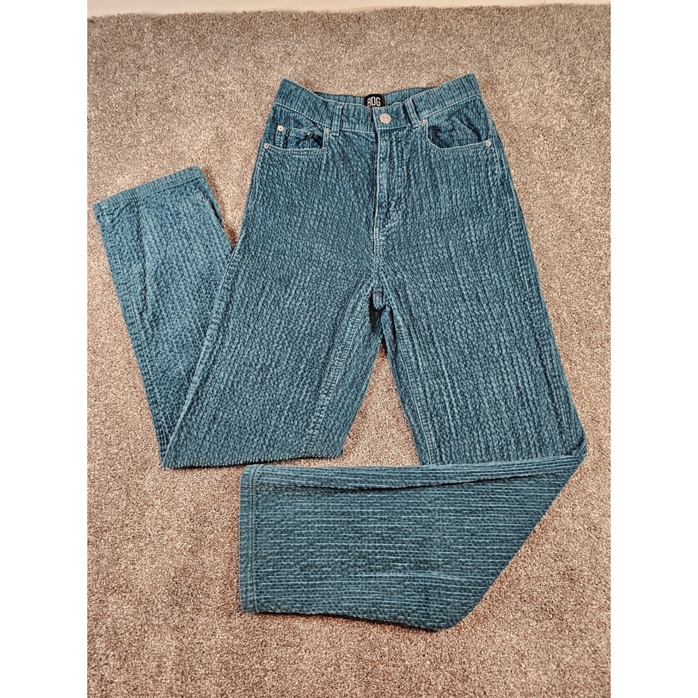 BDG Urban Outfitters High-Rise Baggy Corduroy Pants Teal Blue Size 26